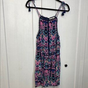 Jessica Simpson Navy Floral DressBohosmallhalter necktassel accents